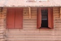 Old Pink Siding Wall Under Tin Roof Royalty Free Stock Photo