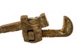 Old pipe wrench on white Royalty Free Stock Photo