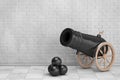 Old Pirate Cannon. 3d Rendering Royalty Free Stock Photo