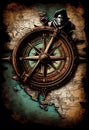 Old pirate compass. AI Generated