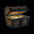 Old pirate treasure chest with golden coins Royalty Free Stock Photo