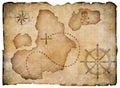 Old pirates parchment treasure map isolated Royalty Free Stock Photo