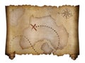 Old pirates treasure map scroll