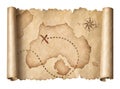 Old pirates treasure scroll map isolated Royalty Free Stock Photo