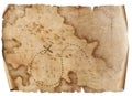 old pirates treasures map scroll isolated