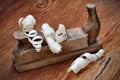 Old plane with wood shavings Royalty Free Stock Photo