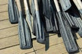Old plastic oars Royalty Free Stock Photo