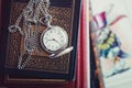 Old pocket-watch and books Royalty Free Stock Photo