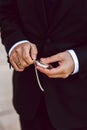 Old pocket watch in the hands of a man Royalty Free Stock Photo