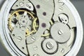 Old pocket watch internal mechanism macro shoot Royalty Free Stock Photo