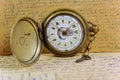 Old pocket watch with key Royalty Free Stock Photo