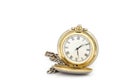 Old pocket watch on white background. Royalty Free Stock Photo