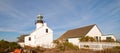 OLD POINT LOMA LIGHTHOUSE AT CABRILLO NATIONAL MONUMENT UNDER BLUE CIRRUS CLOUDS AT POINT LOMA SAN DIEGO CALIFORNIA USA Royalty Free Stock Photo