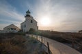 OLD POINT LOMA LIGHTHOUSE UNDER BLUE CIRRUS CLOUDSCAPE AT POINT LOMA SAN DIEGO SOUTHERN CALIFORNIA USA Royalty Free Stock Photo