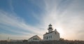 OLD POINT LOMA LIGHTHOUSE UNDER CIRRUS CLOUDS ON POINT LOMA PENINSULA SAN DIEGO CALIFORNIA USA Royalty Free Stock Photo