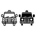 Old police car line and glyph icon. Sheriff auto vector illustration isolated on white. Retro patrol car outline style