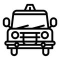 Old police car line icon. Sheriff auto vector illustration isolated on white. Retro patrol car outline style design Royalty Free Stock Photo