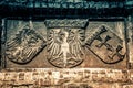 The old polish royal emblem, the emblem of the city Gdansk, Danzig. Stone.