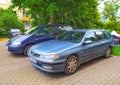 Old blue Peugeot 406 hatchback private car four doors parked Royalty Free Stock Photo