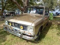 Old popular Renault 6 short station wagon 1973. Classic economy car parked on the grass.