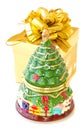 Old porcelain christmas tree with gift box