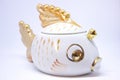 Old porcelain sugar bowl Golden Fish Royalty Free Stock Photo