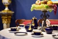 Old porcelain tea set on the table Royalty Free Stock Photo