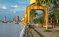 Old port yellow cranes at EstaÃÂ§ÃÂ£o das Docas BelÃÂ©m, Brazil.