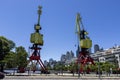 Old port cranes in the financial district of Puerto Madero in Buenos Aires, Argentina Royalty Free Stock Photo