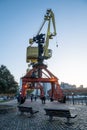 Old port cranes in the financial district of Puerto Madero in the capital of Argentina, Buenos Aires in 2023 Royalty Free Stock Photo