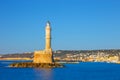 old port and Lighthouse in Chania, Crete, Greece. Long exposure Royalty Free Stock Photo