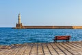 Old port and Lighthouse in Chania, Crete, Greece Royalty Free Stock Photo