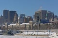 Old port of Montreal, covered in snow Royalty Free Stock Photo