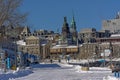 Old port of Montreal, covered in snow Royalty Free Stock Photo