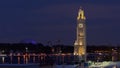 Old port of Montreal at night, with illuminated clock tower