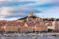 Old Port and Notre Dame, Marseille, France Royalty Free Stock Photo