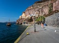 The old port of the white island of Santorini