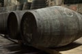 Old port wine barrels storage in Douro valley