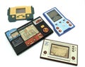 Old portable game console, Nintendo game & watch octopus and others isolated, on white background.