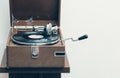 Old portable gramophone Royalty Free Stock Photo