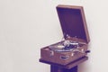 Old portable gramophone Royalty Free Stock Photo