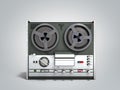 Old portable reel to reel tube tape recorder 3d render on grey