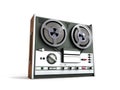 Old portable reel to reel tube tape recorder 3d render on white