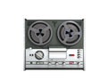 Old portable reel to reel tube tape recorder 3d render on white no shadow Royalty Free Stock Photo