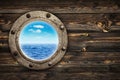 Old Porthole Window With Ocean View