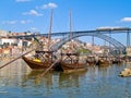 Old Porto and traditional boats with wine barrels