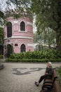 Old portuguese colonial architecture building in macau park garden china Royalty Free Stock Photo