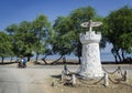 Old portuguese colonial road sign monument in dili timor leste