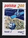 Old post stamp. Lunnik 2 unmanned space probe launched by the USSR