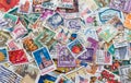 Old postage stamps of the different countries. Royalty Free Stock Photo